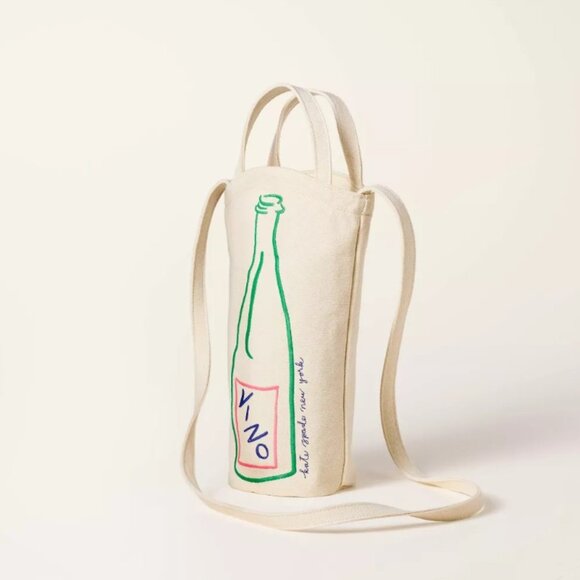 NWT Wine Embroidered Canvas Tote Bag - kate spade new york x Target Natural - Picture 2 of 4